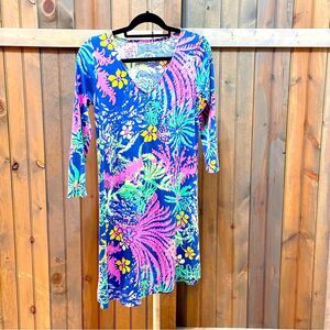 Lilly Pulitzer Blue Green Erin Dress Indigo All Glow Size XS